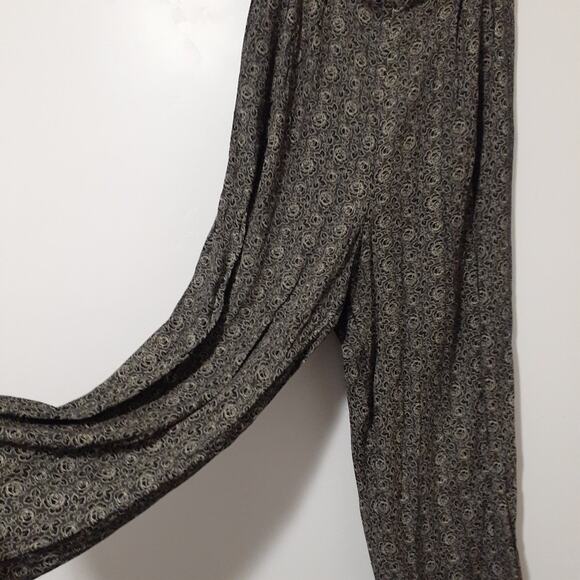 Adrian Jordan Women's Pants Black Floral 14/16 Relaxed Wide Leg Acetate Rayon - Picture 3 of 6